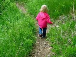 Little girl walking in nature