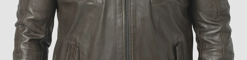 mens olive leather jacket's cover image